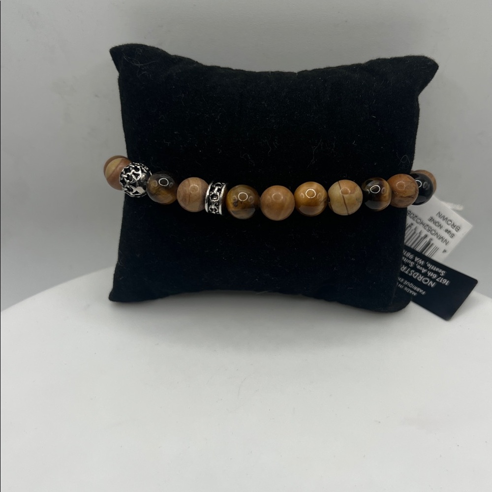 Nordstrom Men's Brown Beaded Bracelet 7 1/2” 7.5 inches